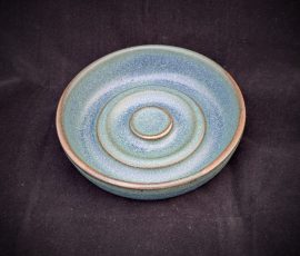Soap dish with green speckle glaze